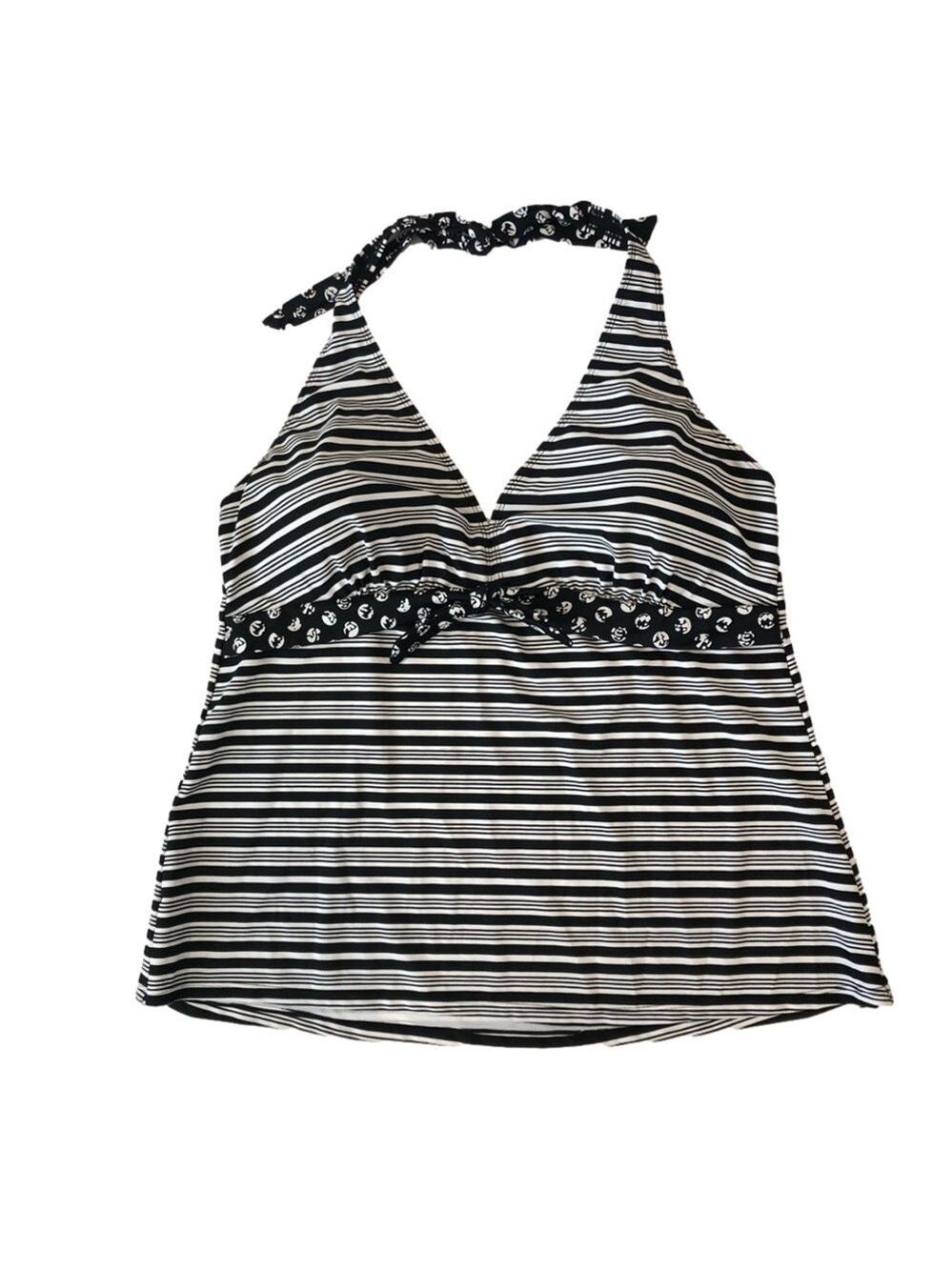 Tankini top Size XXXL black and white halter ties at neck